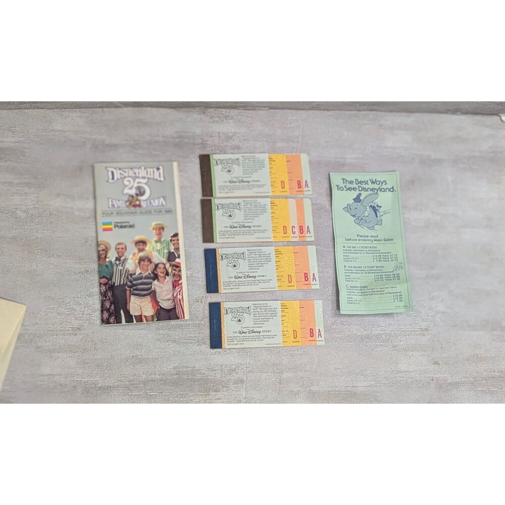 Disneyland 25th Family Reunion 1980 Souvenir Guide Book & Lot